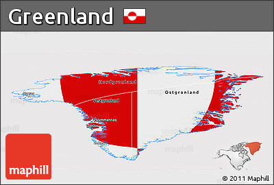 Flag Panoramic Map of Greenland, flag aligned to the middle