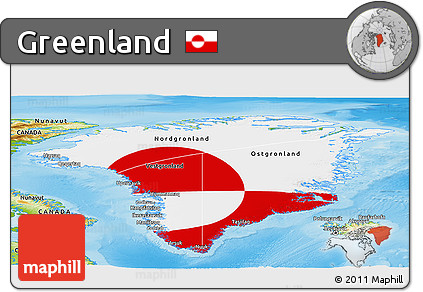 Flag Panoramic Map of Greenland, physical outside