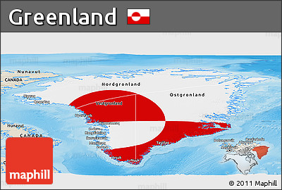Flag Panoramic Map of Greenland, shaded relief outside