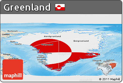 Flag Panoramic Map of Greenland, shaded relief outside