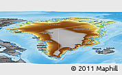 Physical Panoramic Map of Greenland, darken, desaturated, land only