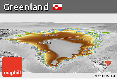 Physical Panoramic Map of Greenland, desaturated