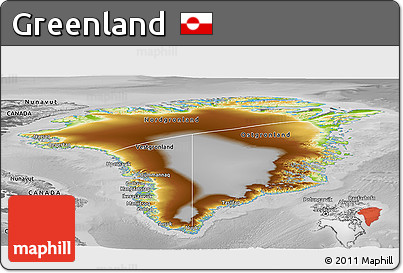Physical Panoramic Map of Greenland, desaturated