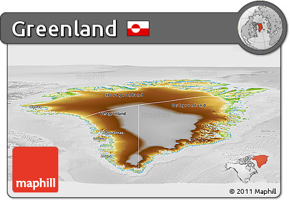 Physical Panoramic Map of Greenland, lighten, desaturated
