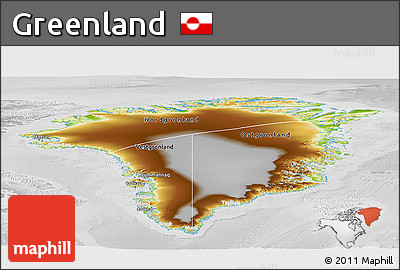 Physical Panoramic Map of Greenland, lighten, desaturated