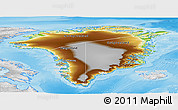 Physical Panoramic Map of Greenland, lighten, desaturated, land only