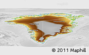 Physical Panoramic Map of Greenland, lighten, desaturated