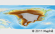 Physical Panoramic Map of Greenland, lighten, land only