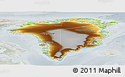 Physical Panoramic Map of Greenland, lighten, semi-desaturated