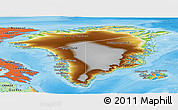 Physical Panoramic Map of Greenland, political outside