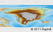 Physical Panoramic Map of Greenland, political shades outside