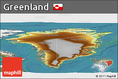 Physical Panoramic Map of Greenland, satellite outside