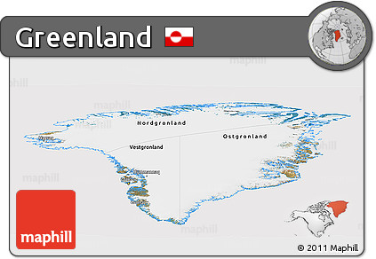 Satellite Panoramic Map of Greenland, cropped outside