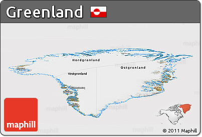 Satellite Panoramic Map of Greenland, cropped outside