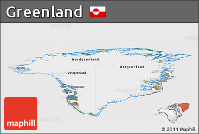 Satellite Panoramic Map of Greenland, cropped outside