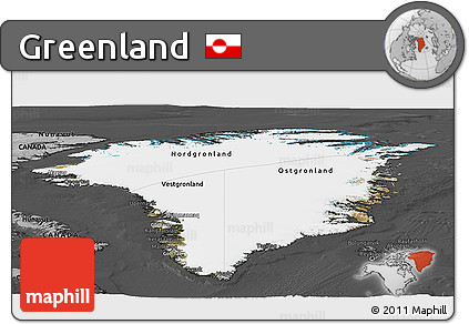 Satellite Panoramic Map of Greenland, darken, desaturated
