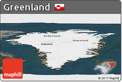 Satellite Panoramic Map of Greenland, darken