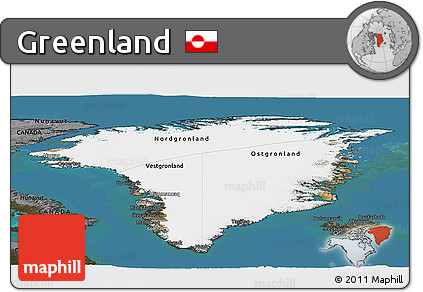 Satellite Panoramic Map of Greenland, darken, land only