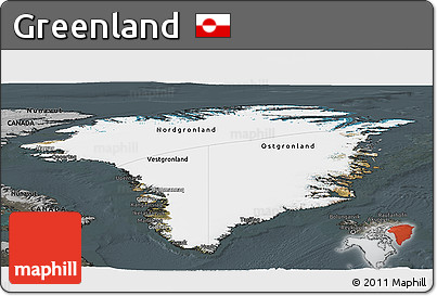 Satellite Panoramic Map of Greenland, darken, semi-desaturated
