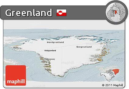 Satellite Panoramic Map of Greenland, lighten