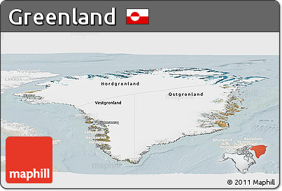 Satellite Panoramic Map of Greenland, lighten