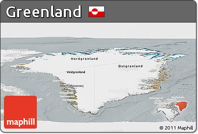 Satellite Panoramic Map of Greenland, lighten, semi-desaturated
