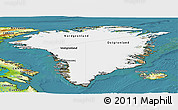 Satellite Panoramic Map of Greenland, physical outside, satellite sea