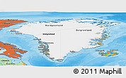 Satellite Panoramic Map of Greenland, political outside