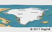 Satellite Panoramic Map of Greenland, political shades outside, satellite sea