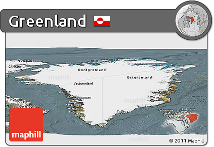 Satellite Panoramic Map of Greenland, semi-desaturated