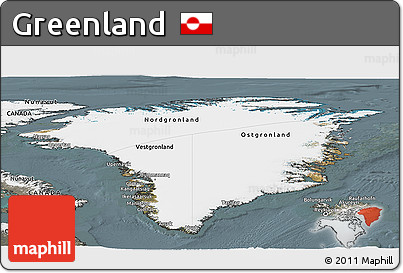 Satellite Panoramic Map of Greenland, semi-desaturated