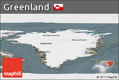 Satellite Panoramic Map of Greenland, semi-desaturated
