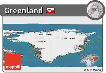 Satellite Panoramic Map of Greenland, semi-desaturated, land only
