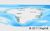 Satellite Panoramic Map of Greenland, single color outside, bathymetry sea