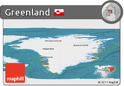 Satellite Panoramic Map of Greenland, single color outside