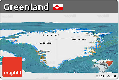 Satellite Panoramic Map of Greenland, single color outside