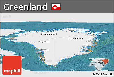 Satellite Panoramic Map of Greenland, single color outside