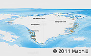 Satellite Panoramic Map of Greenland, single color outside, shaded relief sea