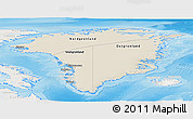 Shaded Relief Panoramic Map of Greenland, lighten, land only