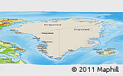 Shaded Relief Panoramic Map of Greenland, physical outside