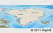 Shaded Relief Panoramic Map of Greenland, satellite outside, shaded relief sea