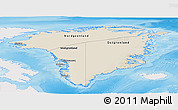 Shaded Relief Panoramic Map of Greenland, single color outside