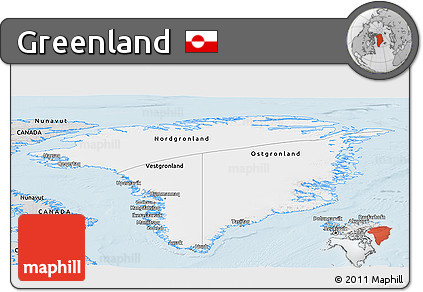 Silver Style Panoramic Map of Greenland