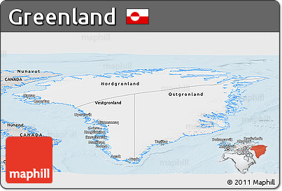 Silver Style Panoramic Map of Greenland