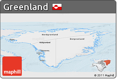 Silver Style Panoramic Map of Greenland, single color outside