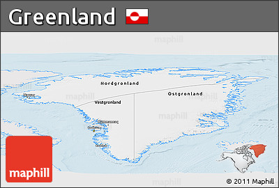 Silver Style Panoramic Map of Greenland, single color outside