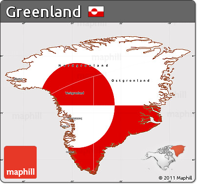 Flag Simple Map of Greenland