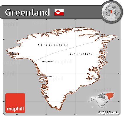 Gray Simple Map of Greenland, cropped outside