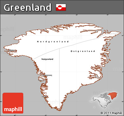Gray Simple Map of Greenland, cropped outside