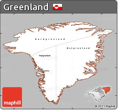 Gray Simple Map of Greenland, cropped outside